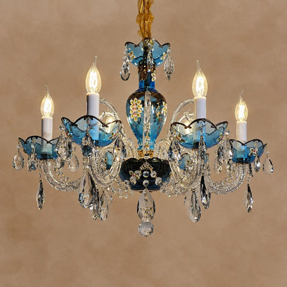 French Romantic Blue Crystal Designer Chandelier for Bedroom/Living Room/Dining Room