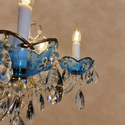 French Romantic Blue Crystal Designer Chandelier for Bedroom/Living Room/Dining Room