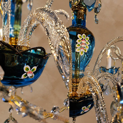 French Romantic Blue Crystal Designer Chandelier for Bedroom/Living Room/Dining Room