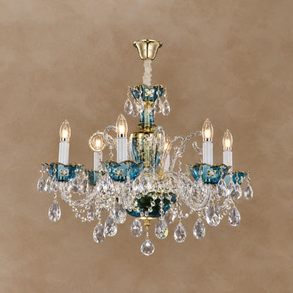 French Romantic Blue Crystal Designer Chandelier for Bedroom/Living Room/Dining Room