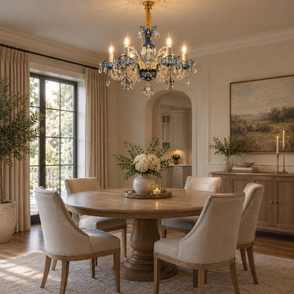 French Romantic Blue Crystal Designer Chandelier for Bedroom/Living Room/Dining Room