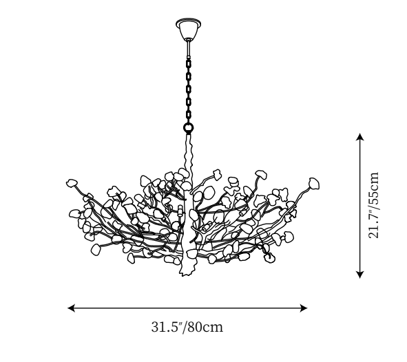 Gemstone Branch Chandelier with Artistic Design for Bedroom or Living Room - 8 Lights/D23.6"*H21.65"Warm LightBlushlighting