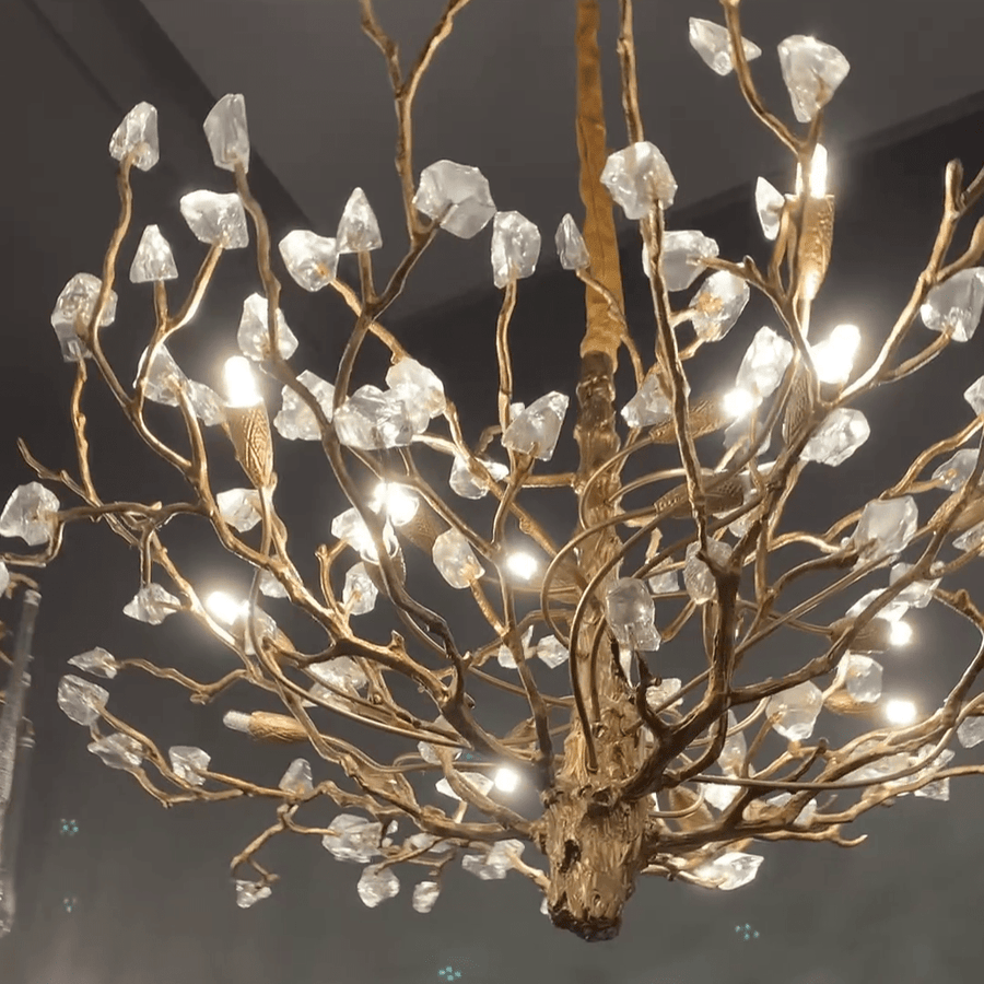 Gemstone Branch Chandelier with Artistic Design for Bedroom or Living Room - 8 Lights/D23.6"*H21.65"Warm LightBlushlighting