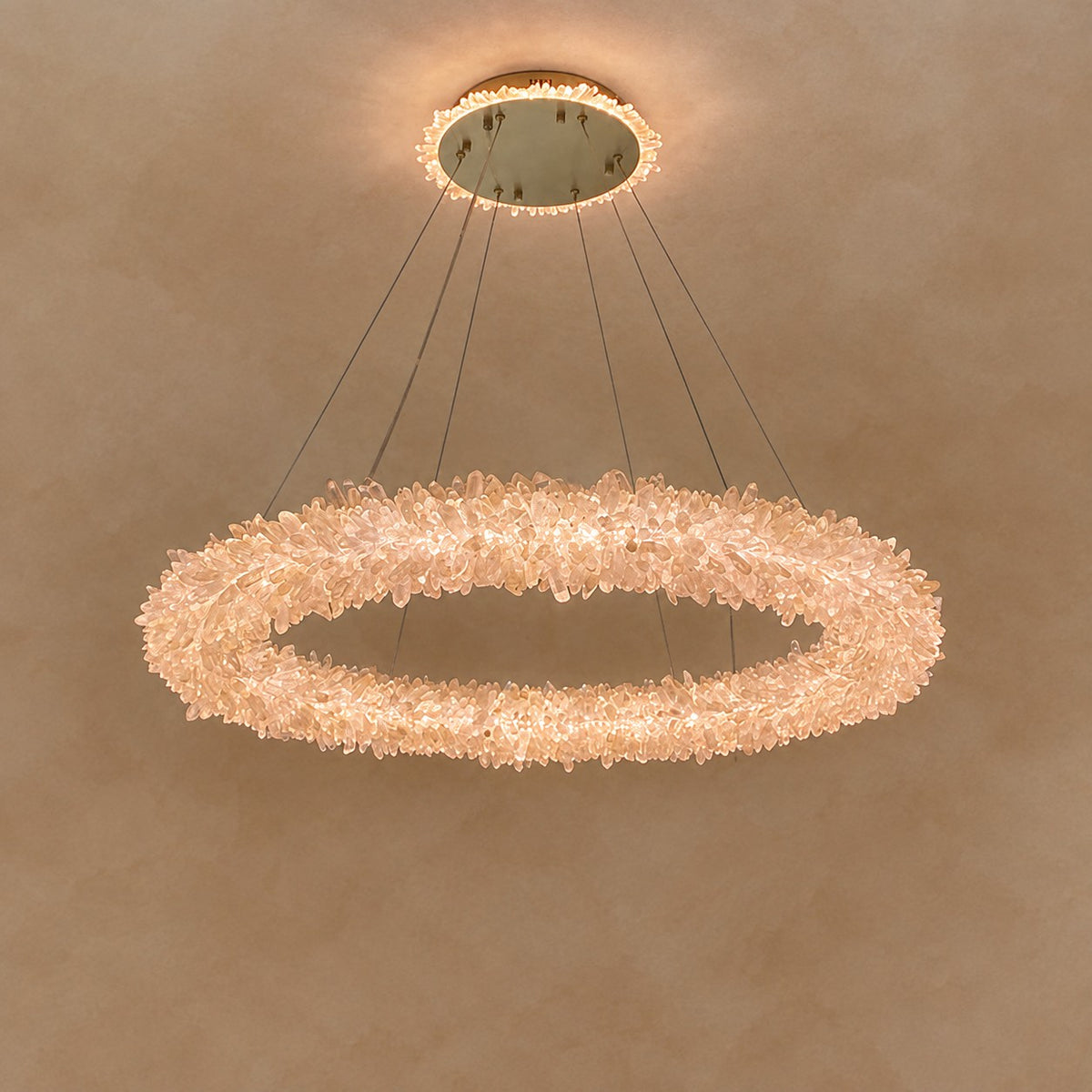 Geode Quartz Crystal Ring Chandelier 24"-47"