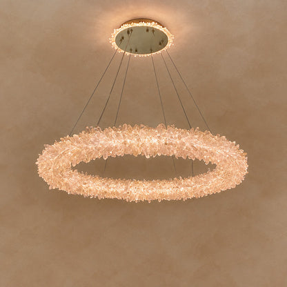 Geode Quartz Crystal Ring Chandelier 24"-47"