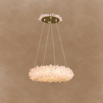 Geode Quartz Crystal Ring Chandelier 24"-47"