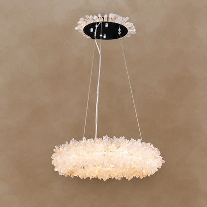 Geode Quartz Crystal Ring Chandelier 24"-47"