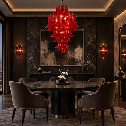 Glass Crimson Cascade Chandelier 31.5"