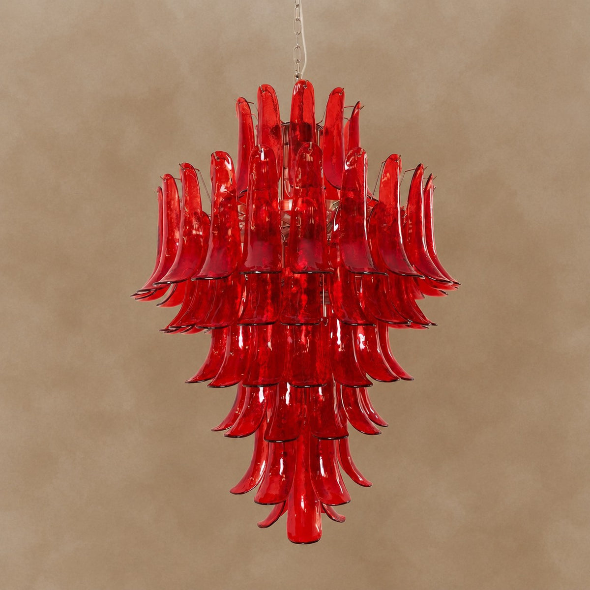 Glass Crimson Cascade Chandelier 31.5"