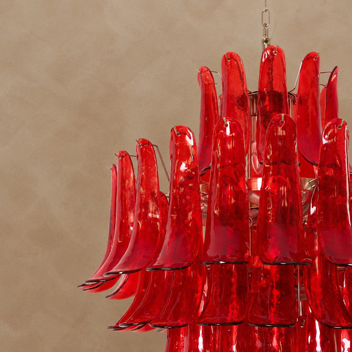 Glass Crimson Cascade Chandelier 31.5"
