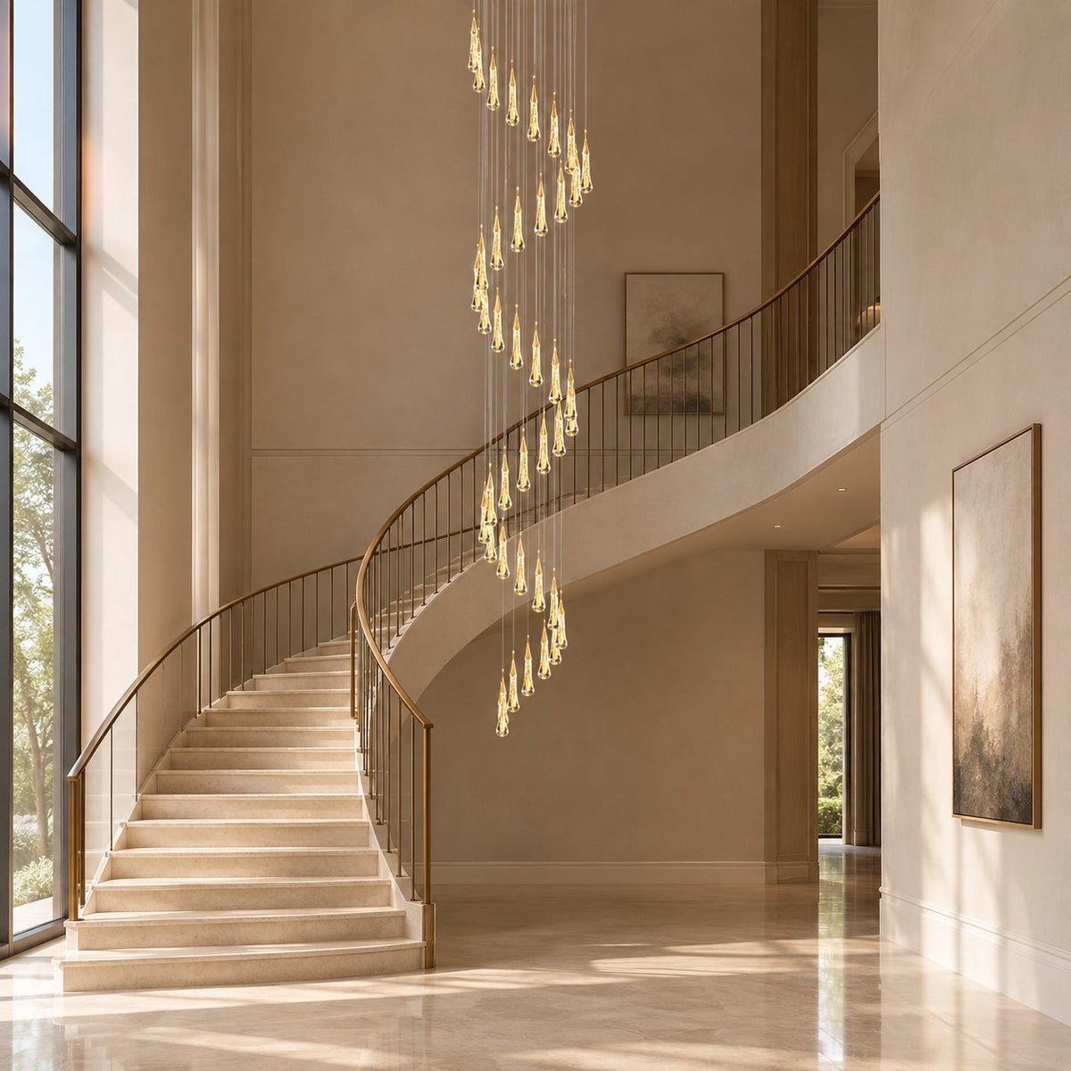 Gold Aluminum LED Linear Chandelier