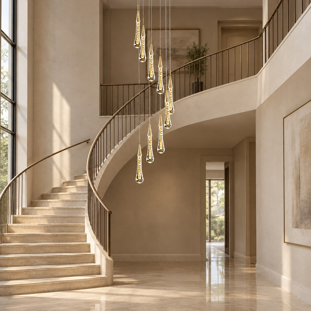 Gold Aluminum LED Linear Chandelier