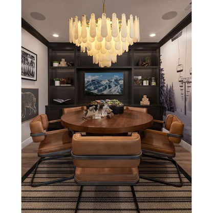 Modern Chandelier 32 in. 16-Lights Gold Chandelier With Alabaster Shade,Chandelier for Dining Room, Living Room, Bedroom