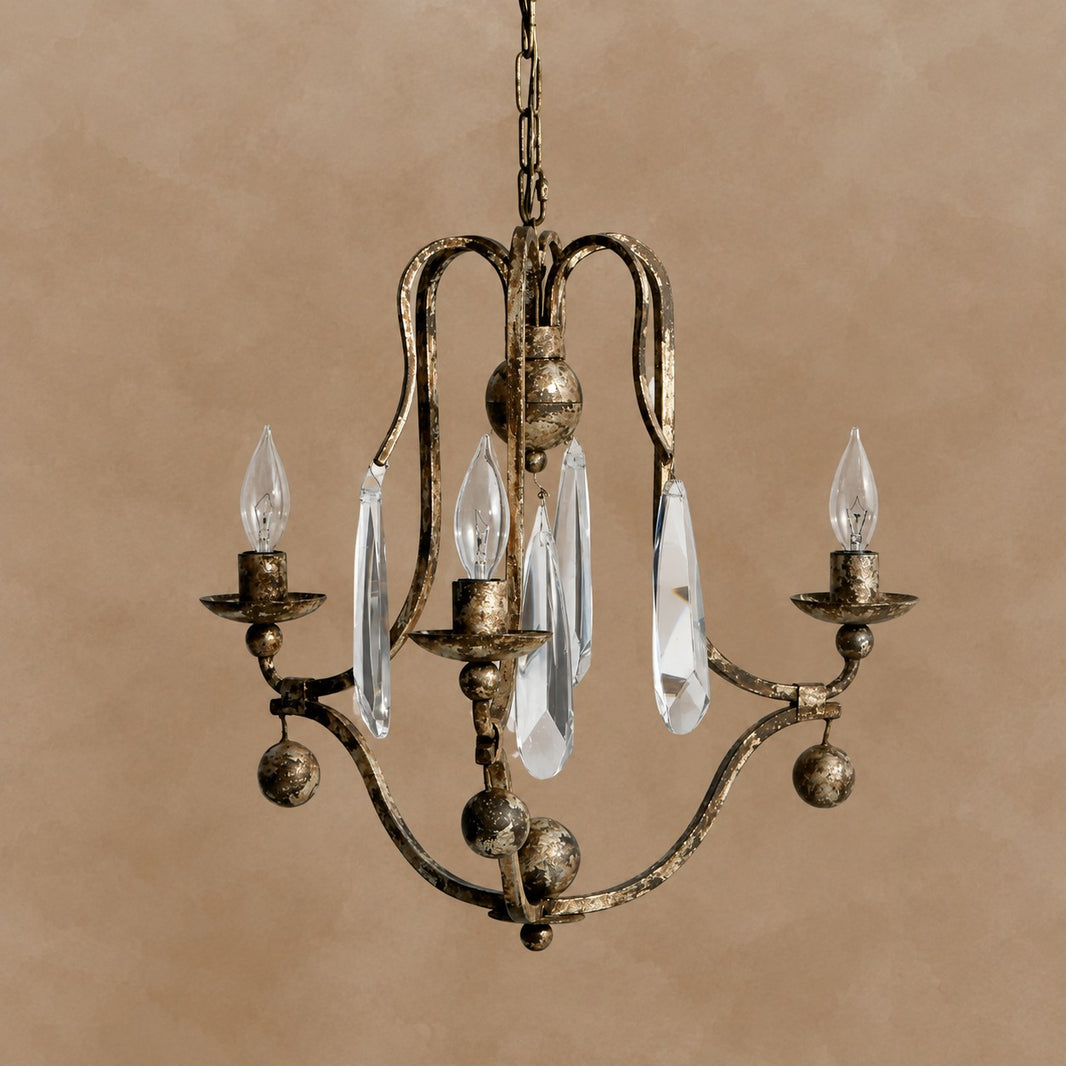 Gothic Bonita 3 Light Chandelier- Silver