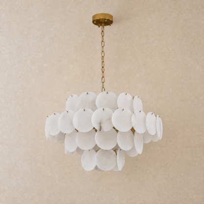 Natural Alabaster 31.5" Round Chandelier - unlit