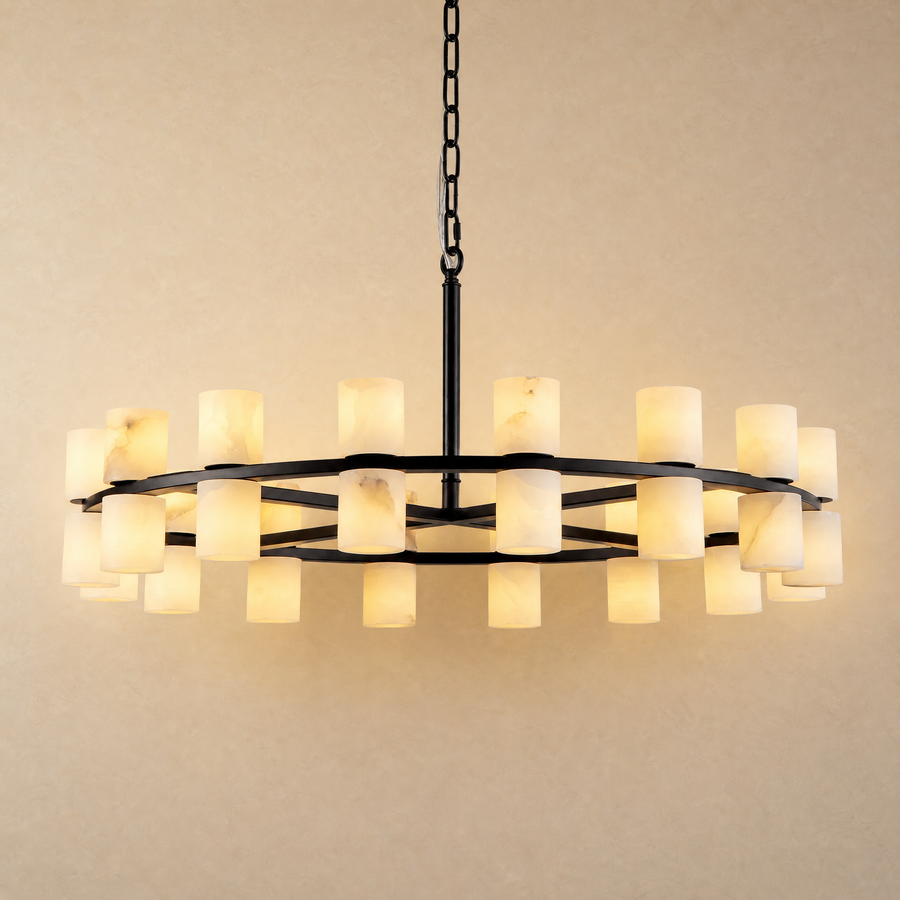 Alabaster Goblet Duo Round Pendant D800 - Black - lit