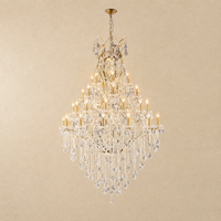49.2" 44-Light Maria Theresa Crystal Chandelier - Gold - lit