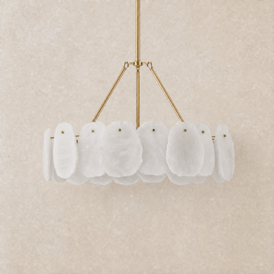 24" Alabaster Round Chandelier - unlit