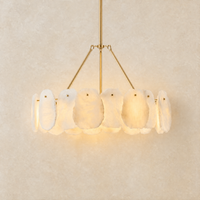 24" Alabaster Round Chandelier - lit