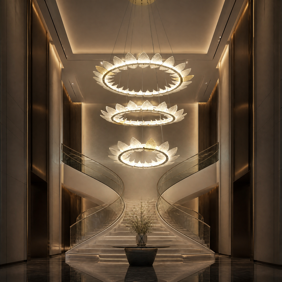 Foyer Large Chandelier in a two-story foyer