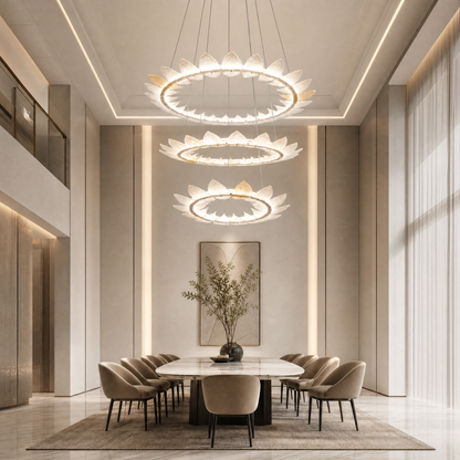 Chandelier For Two Story Foyer in a dining room