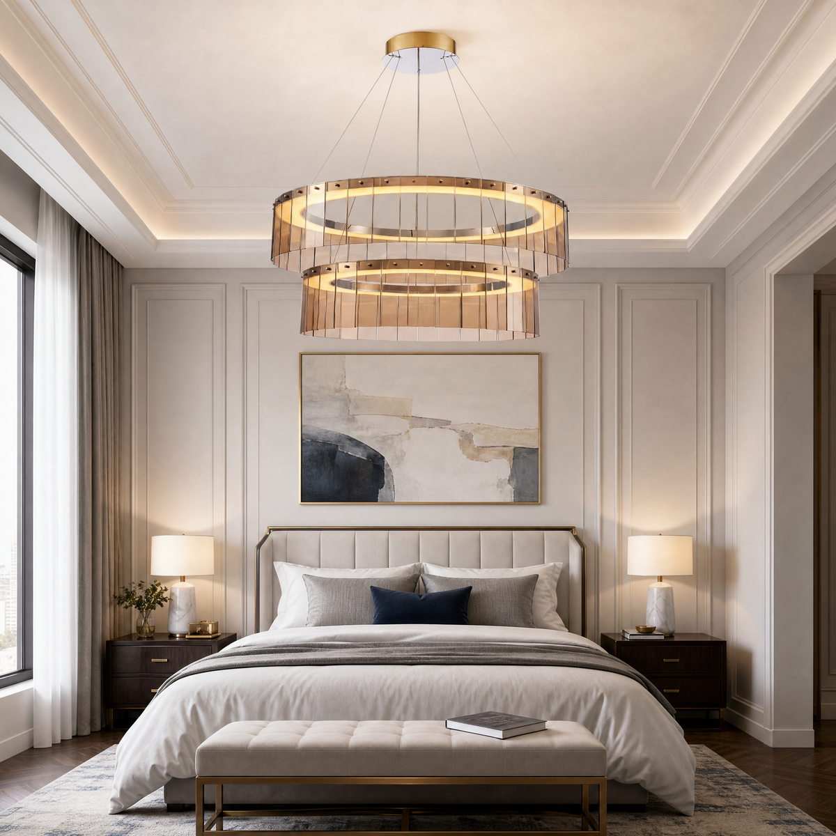 Dalton Glass Tiered Chandelier 39" (2)