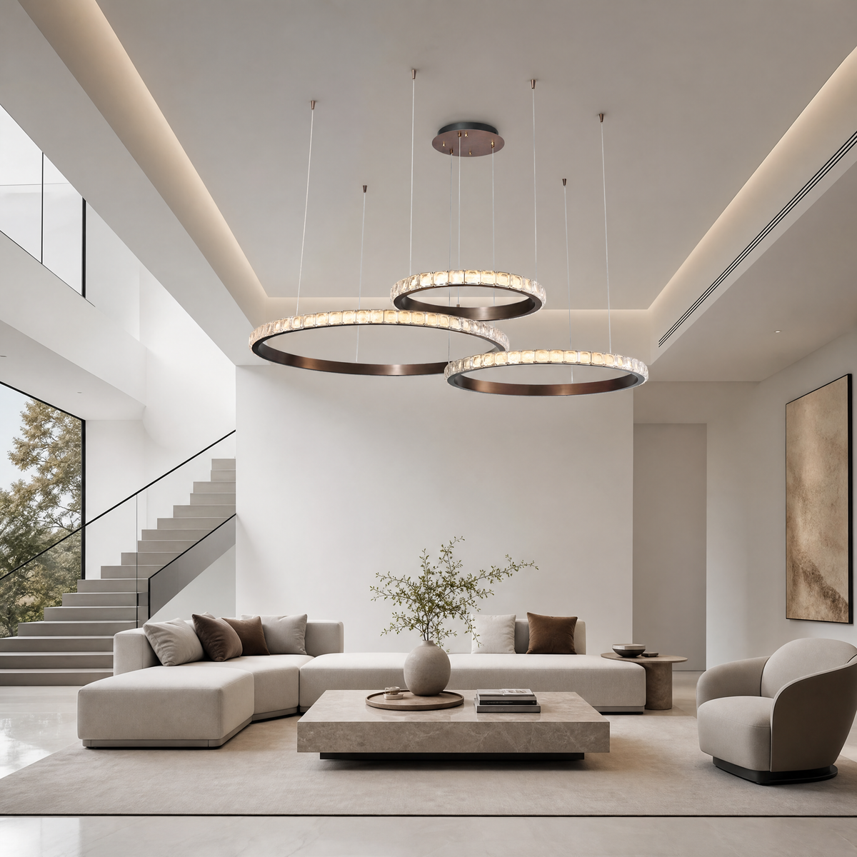 Drake Triple-Ring Crystal Chandelier (2)