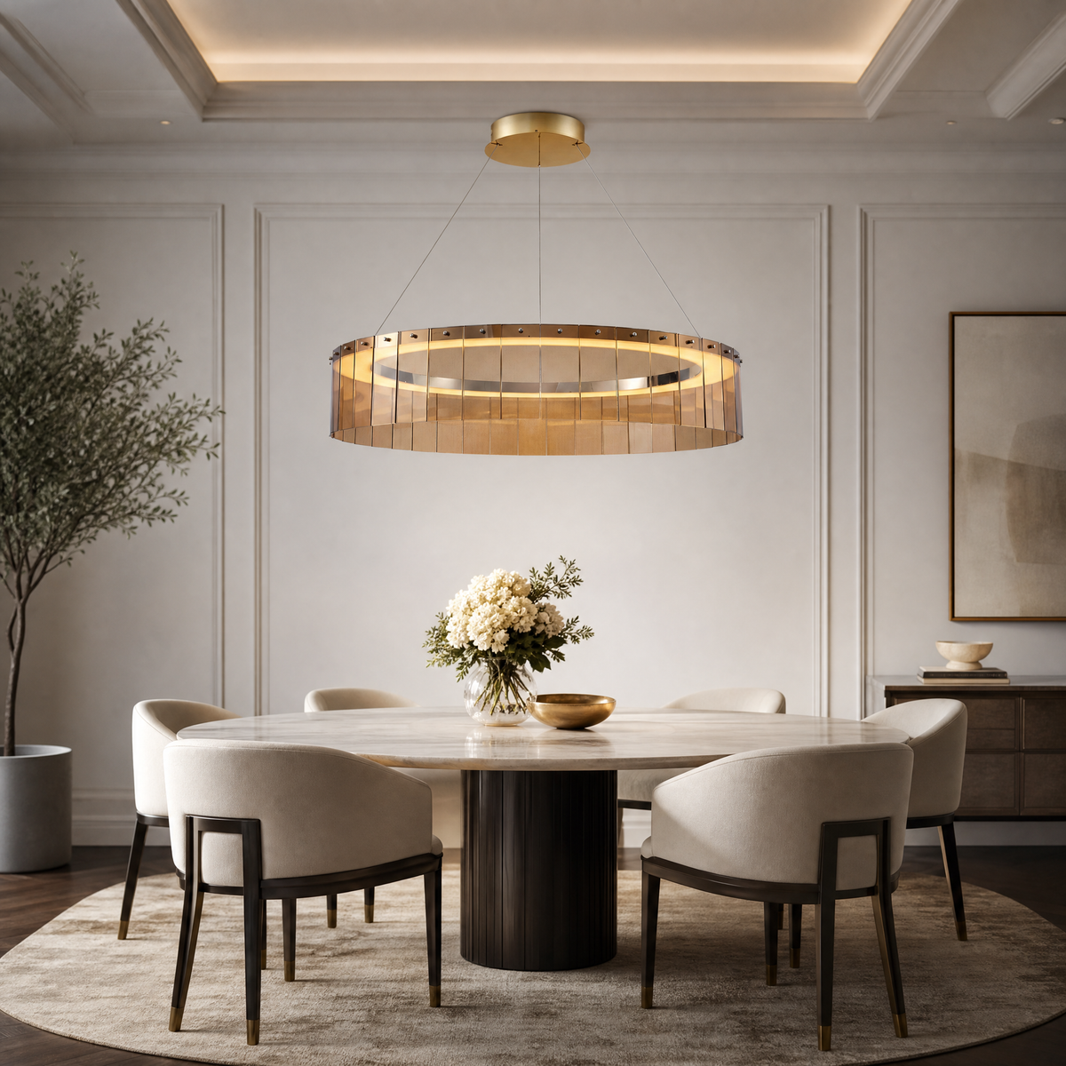Dalton Glass Circular Chandelier 39" (6)