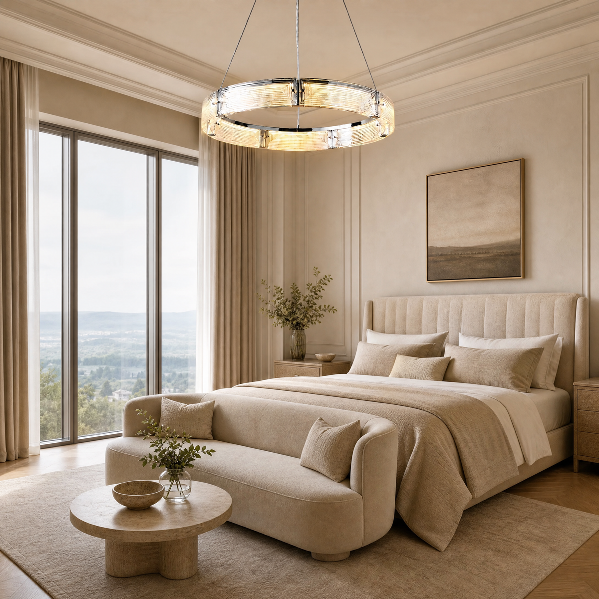 Halo Modern Glass Round Chandelier