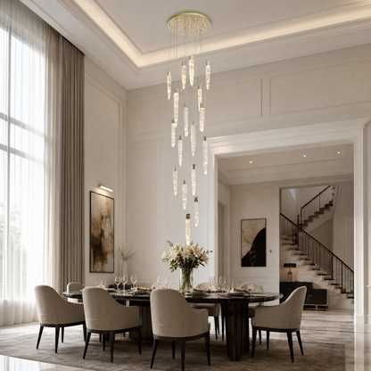 Halsey Icicle Crystal Glass Stairwell Chandelier 47" D (6)
