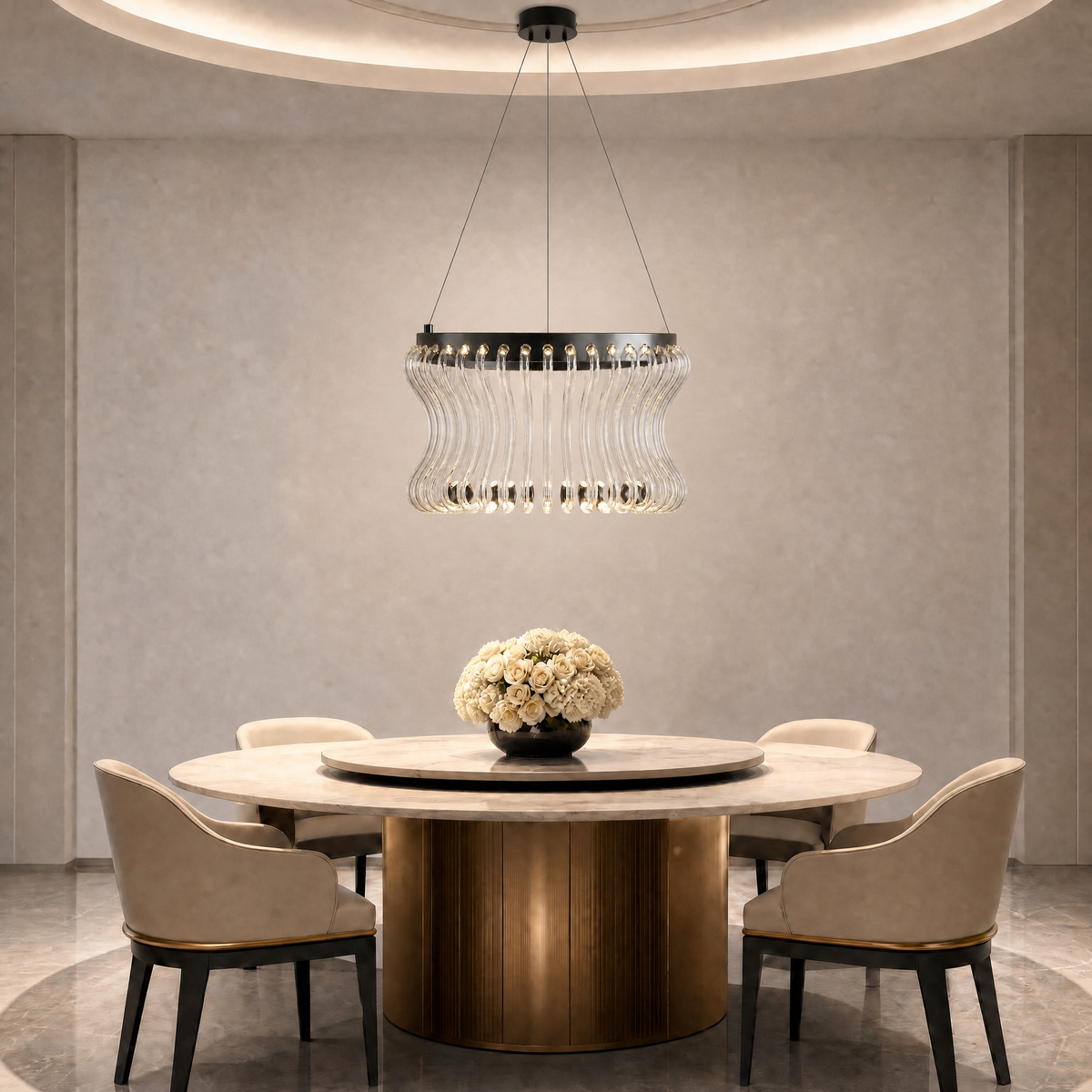 Lennox Glass Round Chandelier 21.6"D (5)