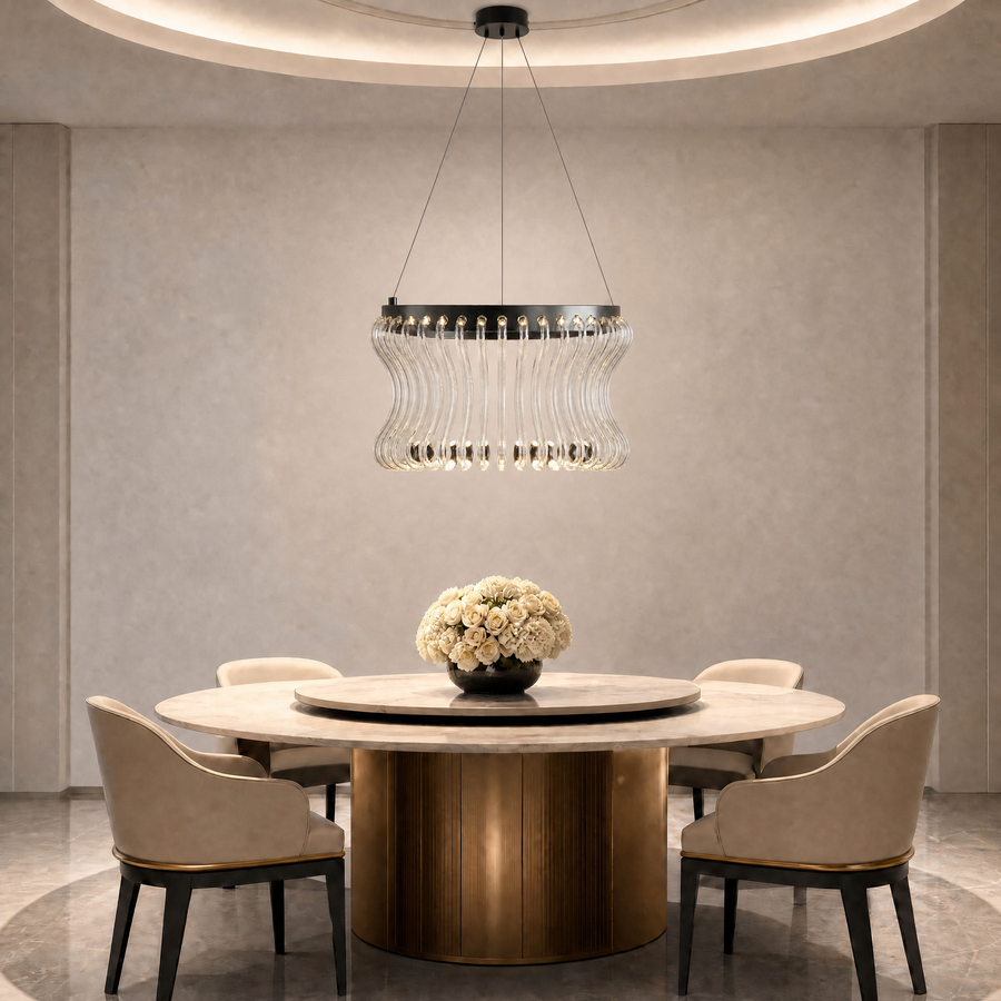 Lennox Glass Round Chandelier 21.6"D (5)