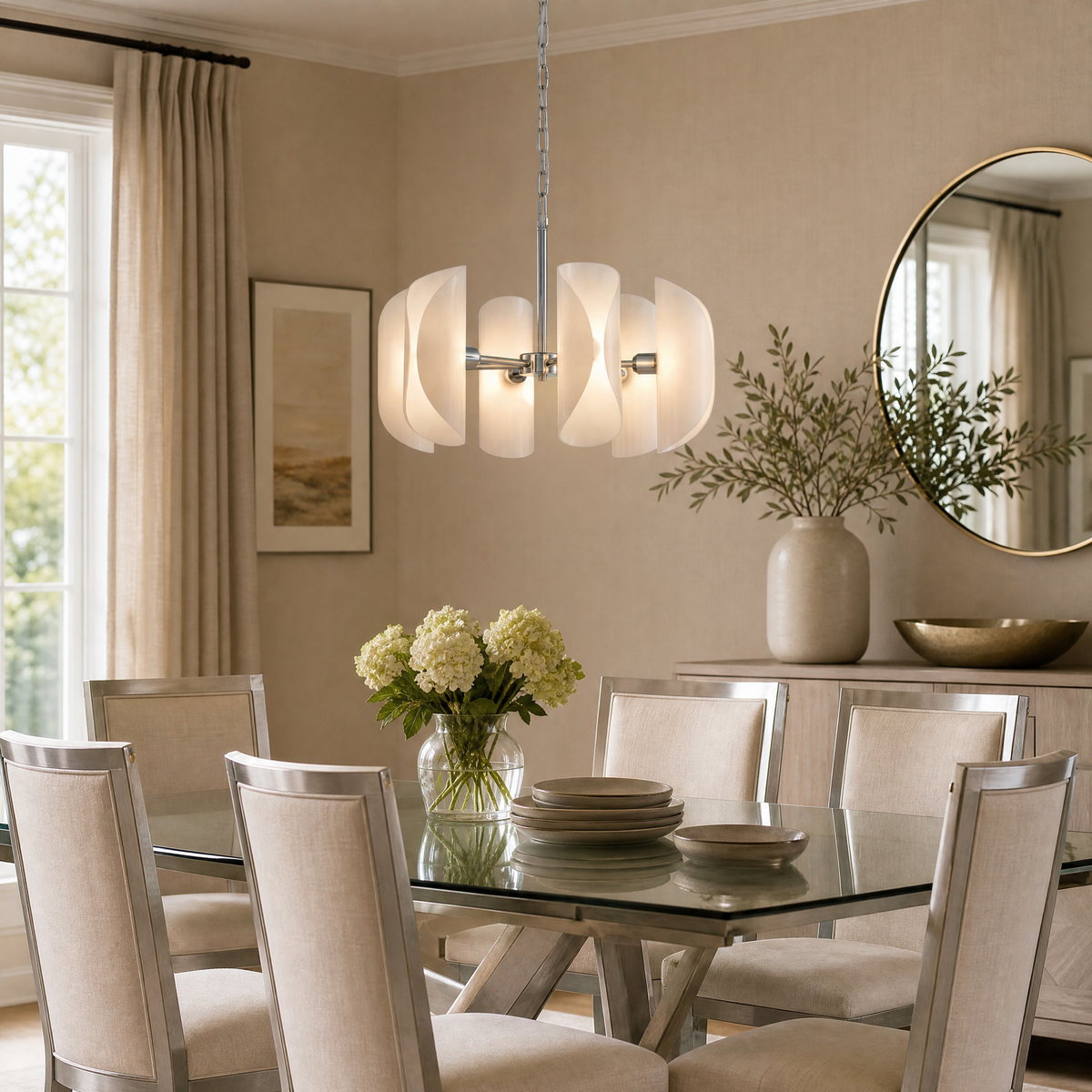 Helena Modern Chrome Glass Pendant Light (5)