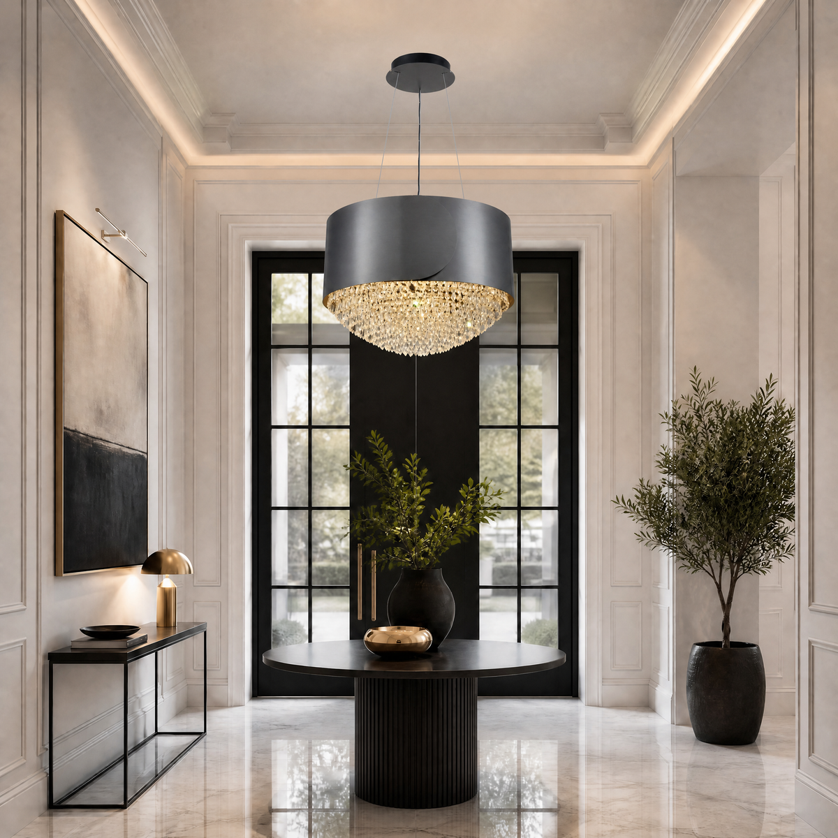 Theron Crystal Pendant Light 28" (6)