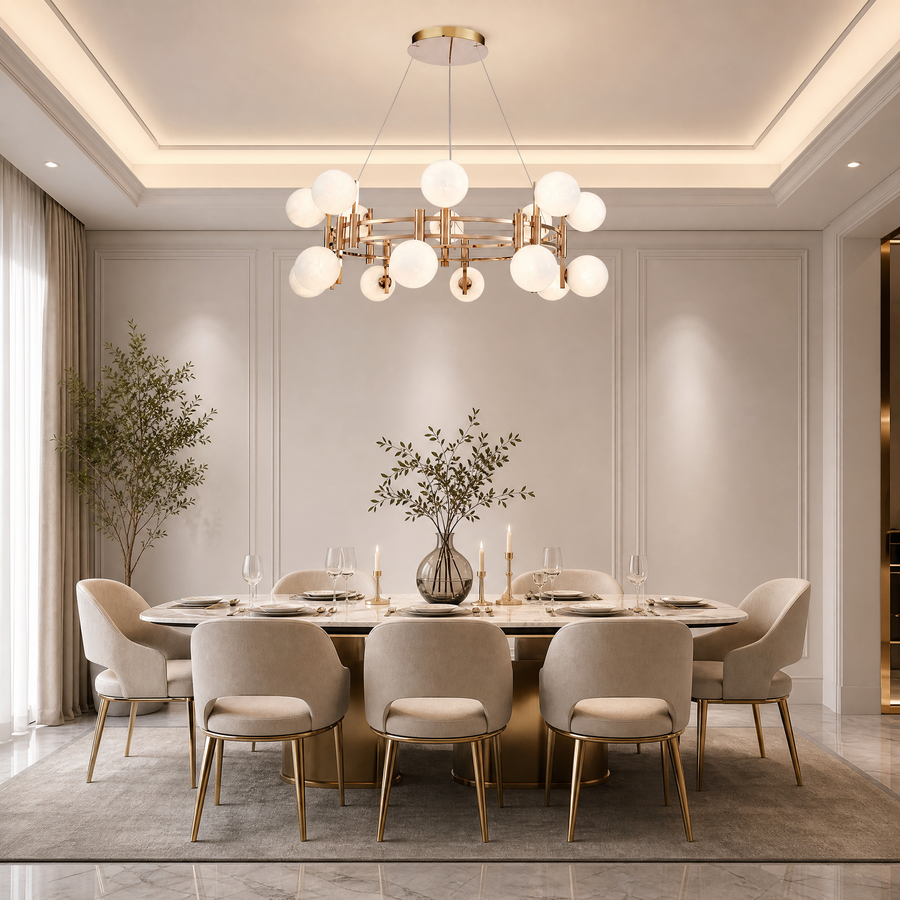 Callisto Frosted Glass Globe Round Chandelier 39.4" (3)