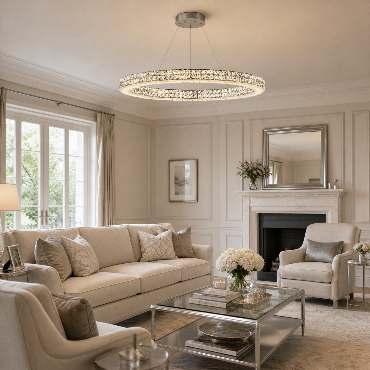Vera Crystal and Alabaster Chandelier (5)