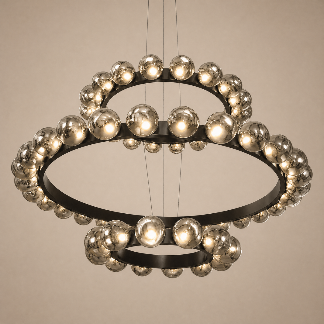 Electroplated Glass Chandelier in matte black
