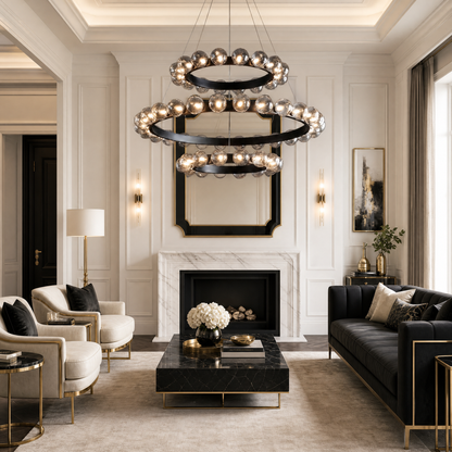 Electroplated Glass Chandelier in a dining room