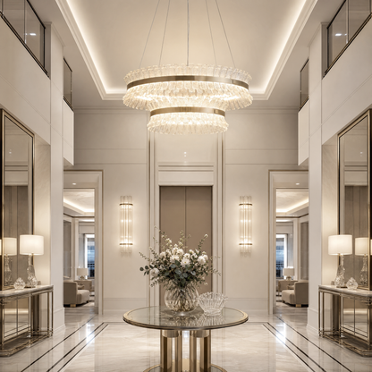 Modern Chandelier in a two-story foyer
