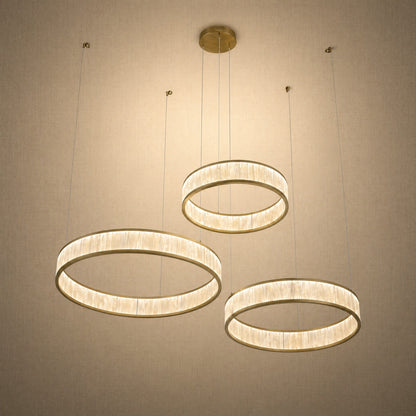 Contemporary Chandelier Dining Room in gold