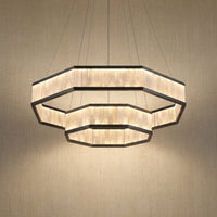 Natural Stone Pendant Light in gold