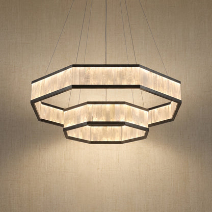 Natural Stone Pendant Light in gold