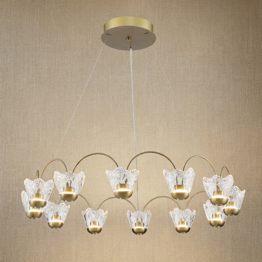 Contemporary Chandelier Dining Room in gold
