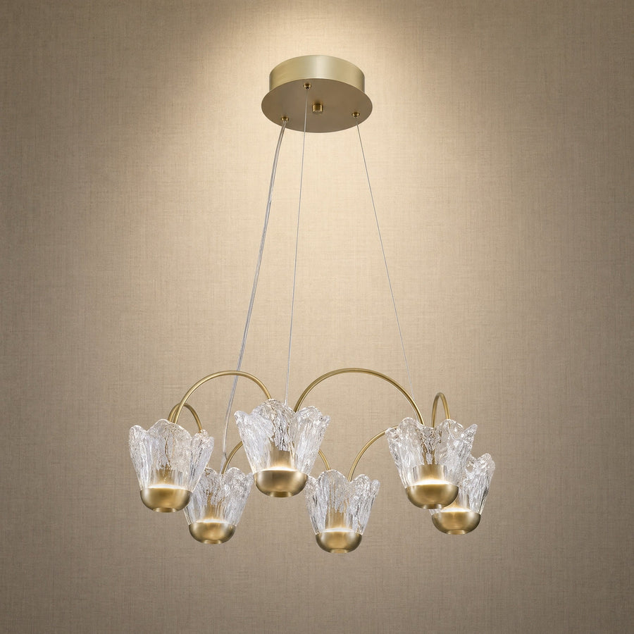 Contemporary Chandelier Dining Room in a great room