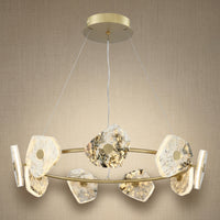 Dining Room With Chandelier in gold
