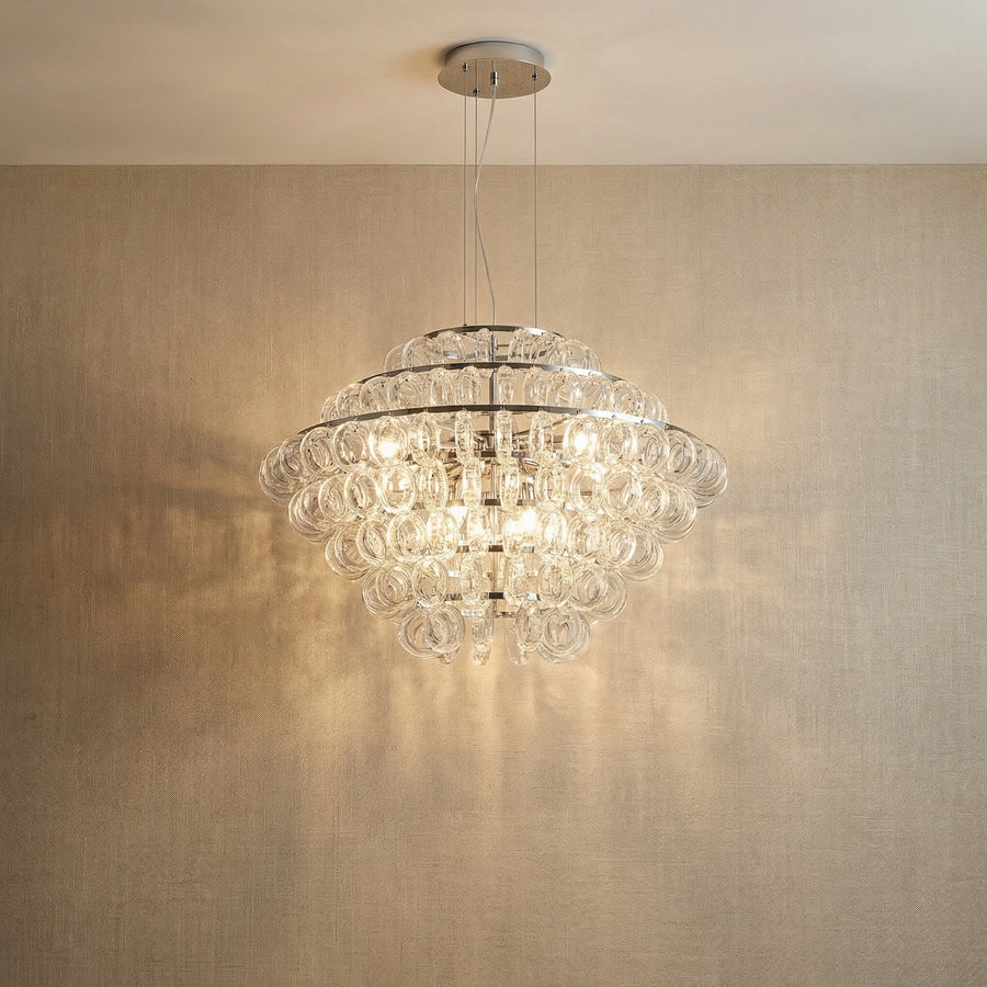 Modern Glass Chandelier in chrome