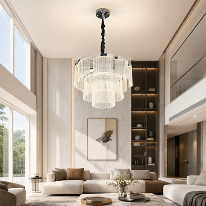 Prismata Crystal Modern Sculptural Ring Chandelier - scene