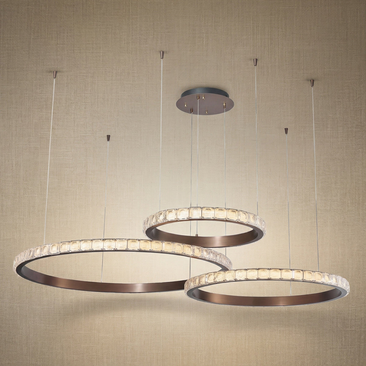 Drake Triple-Ring Crystal Chandelier