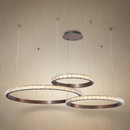 Drake Triple-Ring Crystal Chandelier