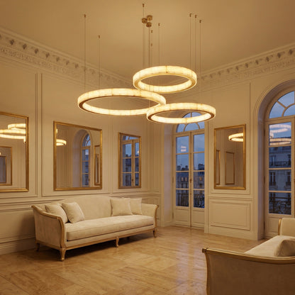 Madison Triple-Ring Alabaster Chandelier - scene 1